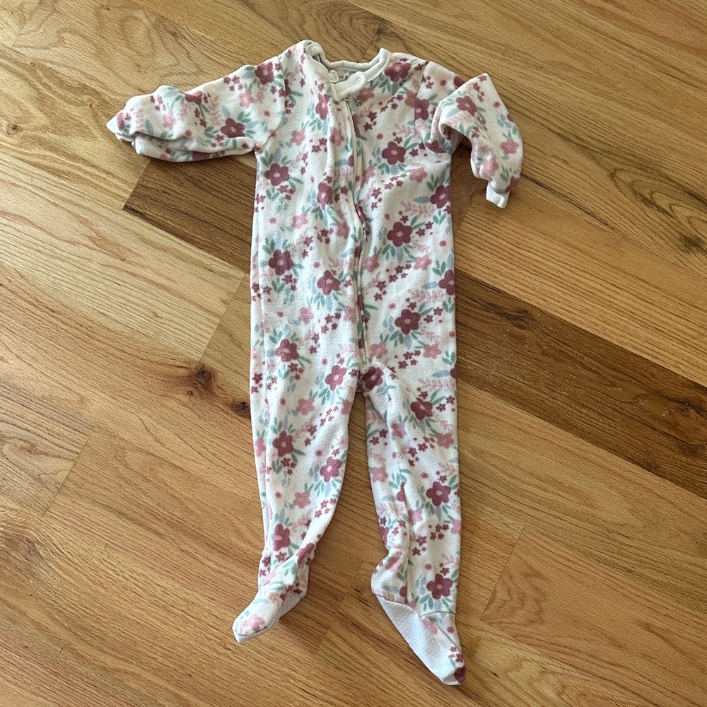 Chick Pea Pink and Green Floral Footie